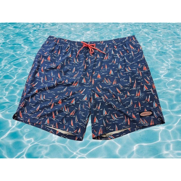 GC Men's XL Vineyard Vines Sailboat Theme Drawstring Swim Trunks Swimsuit Shorts - Picture 1 of 10